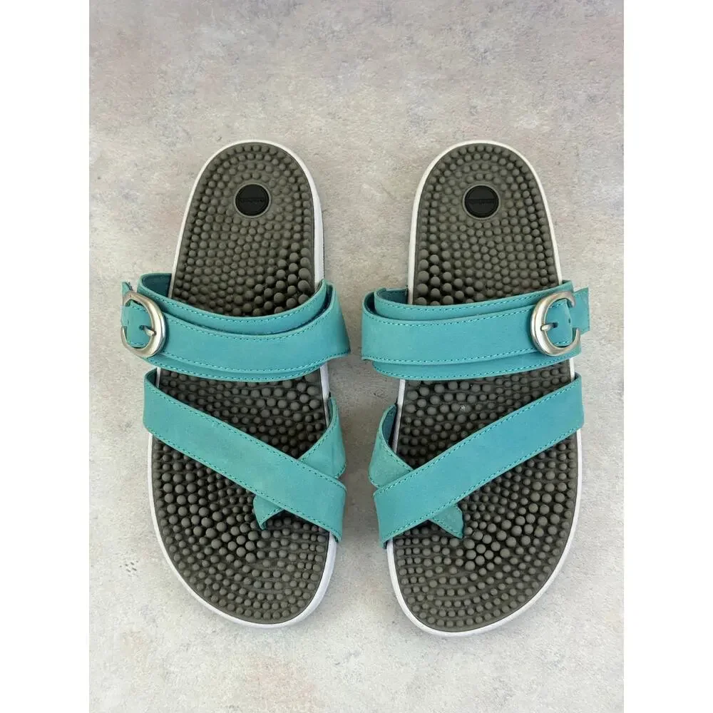 Kenkoh Massaging Sandals Blue Leather Men's 8 Women’s Size 9 EU 40